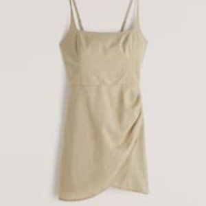 Abercrombie Scoopneck Wrap Mini Dress in Olive Green